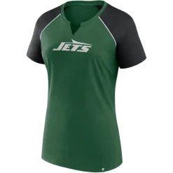 Women New York Jets T-Shirts | Women^Women's Fanatics Green/Black Glittered Primary Raglan T-Shirt