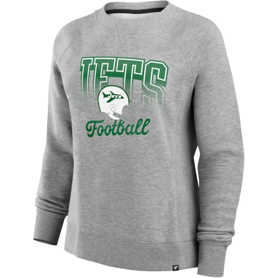 Women New York Jets Sweatshirts & Fleece | Women^Women's Fanatics Heather Gray Hit Hard Fleece Pullover Sweatshirt