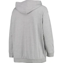 Women New York Jets Sweatshirts & Fleece | Women^Women's Fanatics Heathered Gray Plus Size Lace-Up Pullover Hoodie