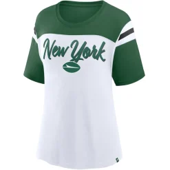 Women New York Jets T-Shirts | Women^Women's Fanatics White/Green Cheer Chant Fashion Crop Top