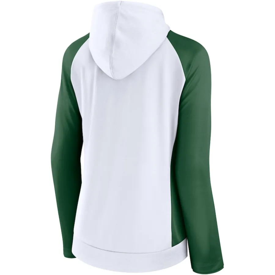 Women New York Jets Jackets | Sweatshirts & Fleece^Women's Fanatics White/Green End Around Lightweight Raglan Full-Zip Hoodie Jacket
