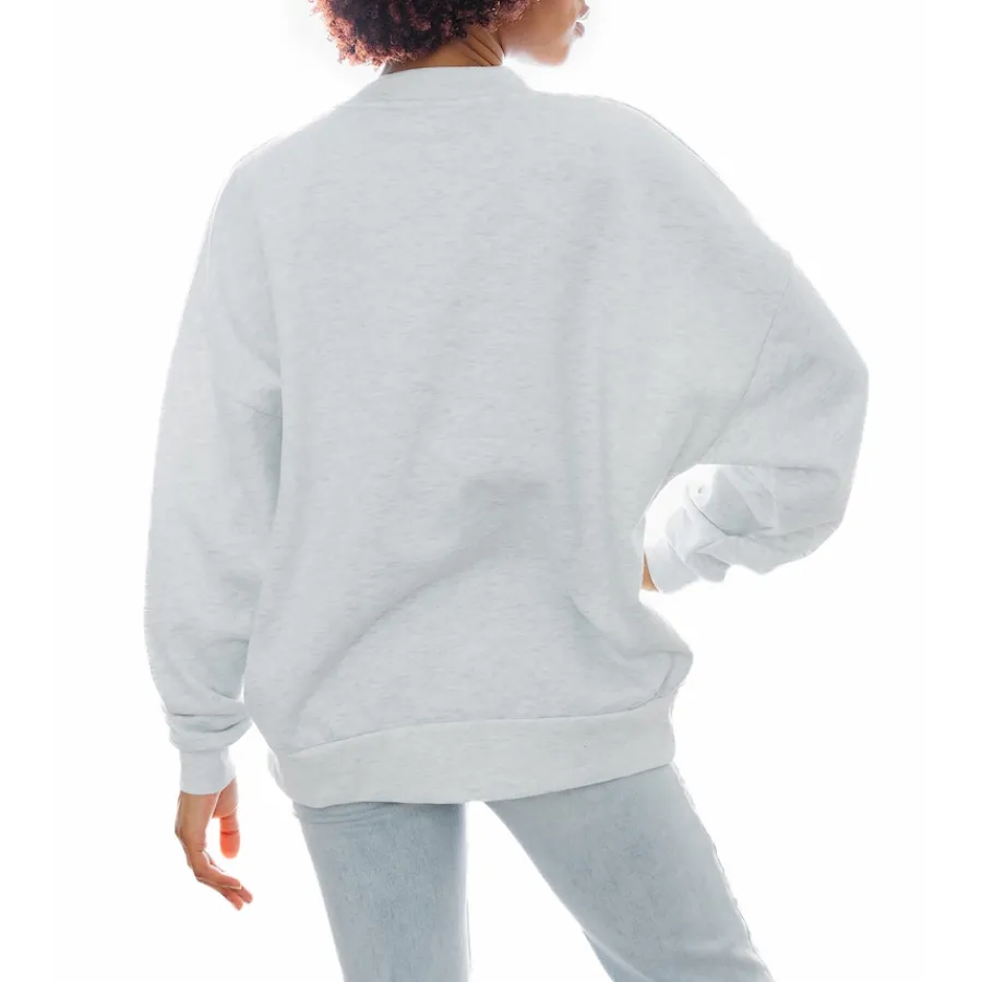 Women New York Jets Jackets | Sweatshirts & Fleece^Women's Gameday Couture Ash Gridiron Goals Premium Drop Shoulder Pullover Sweatshirt