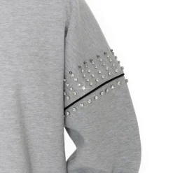 Women New York Jets Jackets | Sweatshirts & Fleece^Women's Gameday Couture Ash Rhinestone Drop Shoulder Oversized Fleece Pullover Sweatshirt