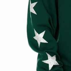 Women New York Jets Sweatshirts & Fleece | Women^Women's Gameday Couture Green Rhinestone Star Sleeve Settle The Score Tri-Blend Pullover Sweatshirt