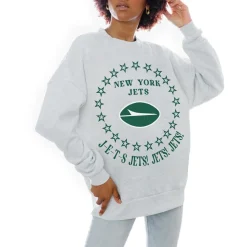 Women New York Jets Jackets | Sweatshirts & Fleece^Women's Gameday Couture Oatmeal Superstar Premium Fleece Drop Shoulder Pullover Sweatshirt