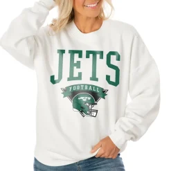 Women New York Jets Sweatshirts & Fleece | Women^Women's Gameday Couture White Oversized Line Pullover Sweatshirt