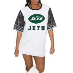 Women New York Jets Dresses & Skirts^Women's Gameday Couture White/Black Bling It Full Sequin Jersey Dress