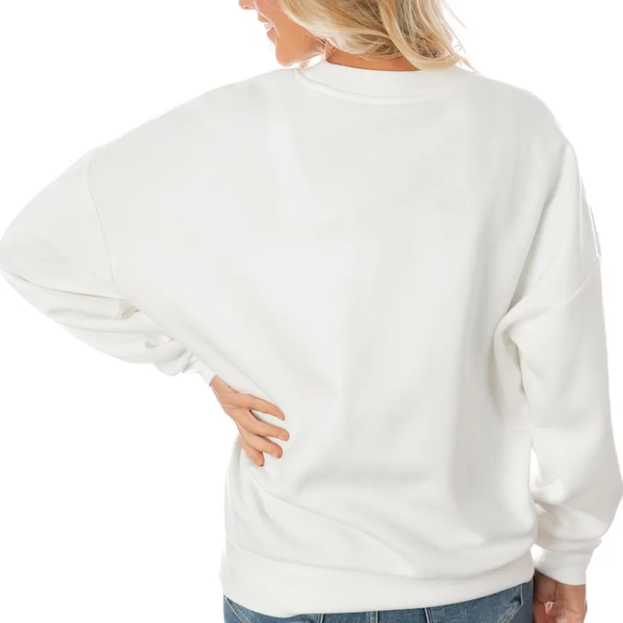Women New York Jets Sweatshirts & Fleece | Women^Women's Gameday Couture White Oversized Line Pullover Sweatshirt