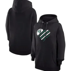 Women New York Jets Jackets^Women's G-III 4Her By Carl Banks Black Heart Fleece Tri-Blend Pullover Hoodie