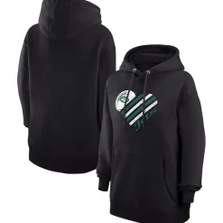 Women New York Jets Jackets^Women's G-III 4Her By Carl Banks Black Heart Fleece Tri-Blend Pullover Hoodie