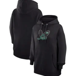 Women New York Jets Jackets^Women's G-III 4Her By Carl Banks Black Animal Print Heart Team Graphic Fleece Tri-Blend Pullover Hoodie