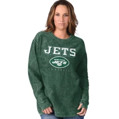Women New York Jets Sweatshirts & Fleece | Women^Women's G-III 4Her By Carl Banks Green Comfy Cord Pullover Sweatshirt