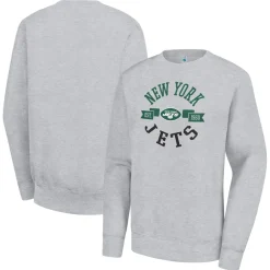 Women New York Jets Sweatshirts & Fleece | Women^Women's G-III 4Her By Carl Banks Heather Gray Large Round Team Graphic Fleece Pullover Sweatshirt
