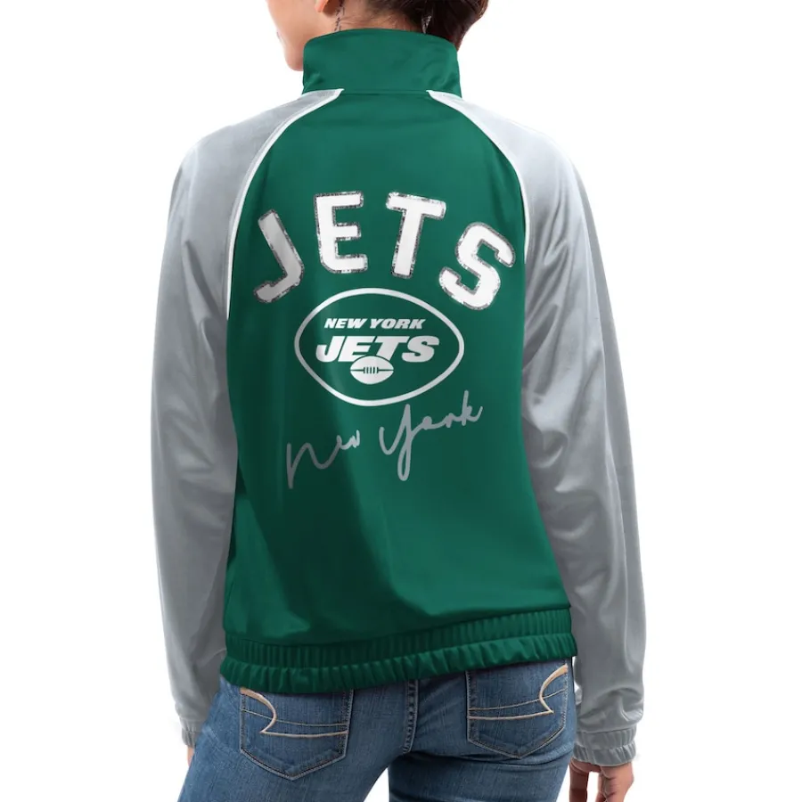 Women New York Jets Jackets^Women's G-III 4Her By Carl Banks Green Showup Fashion Dolman Full-Zip Track Jacket