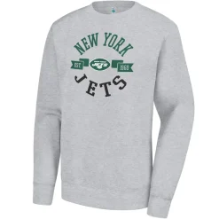 Women New York Jets Sweatshirts & Fleece | Women^Women's G-III 4Her By Carl Banks Heather Gray Large Round Team Graphic Fleece Pullover Sweatshirt