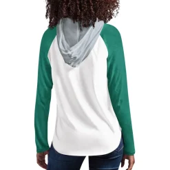 Women New York Jets T-Shirts | Women^Women's G-III 4Her By Carl Banks White MVP Raglan Hooded Long Sleeve T-Shirt