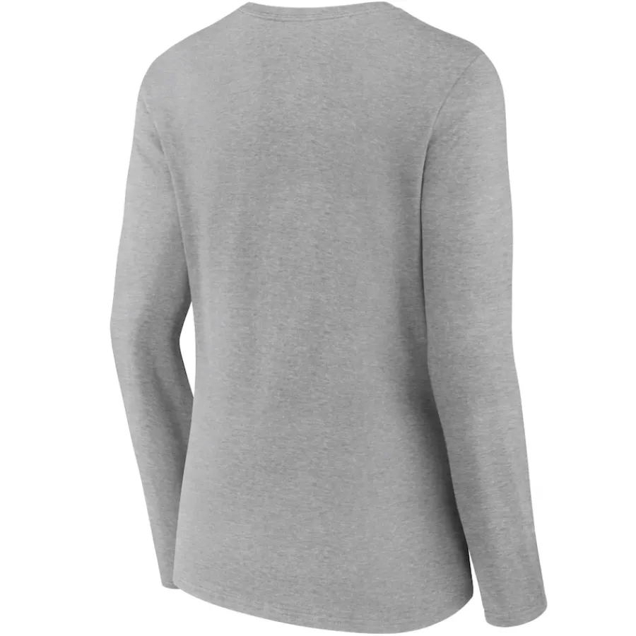 New York Jets Long Sleeved^Women's Gray Primary Logo Long Sleeve V-Neck T-Shirt