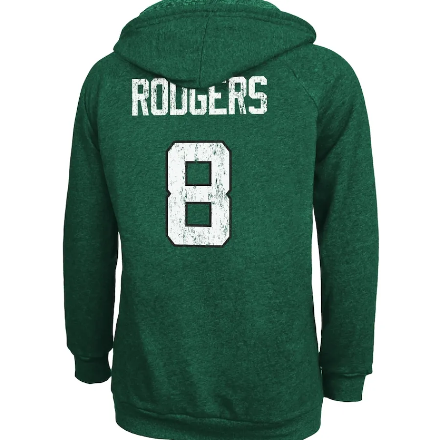 Women New York Jets Sweatshirts & Fleece | Women^Women's Majestic Threads Aaron Rodgers Green Name & Number Tri-Blend Pullover Hoodie