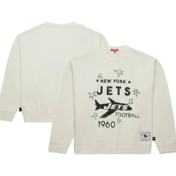 Women New York Jets Sweatshirts & Fleece | Women^Women's Mitchell & Ness Cream Throwback Logo 3.0 Pullover Sweatshirt