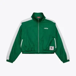 Women New York Jets Jackets^Women's Mitchell & Ness Green Nylon Cropped Full-Zip Jacket