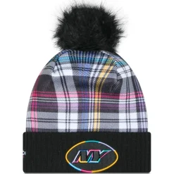 Women New York Jets Hats | Women^Women's New Era Black 2024 NFL Crucial Catch Cuffed Knit Hat With Pom