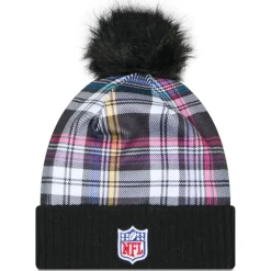 Women New York Jets Hats | Women^Women's New Era Black 2024 NFL Crucial Catch Cuffed Knit Hat With Pom