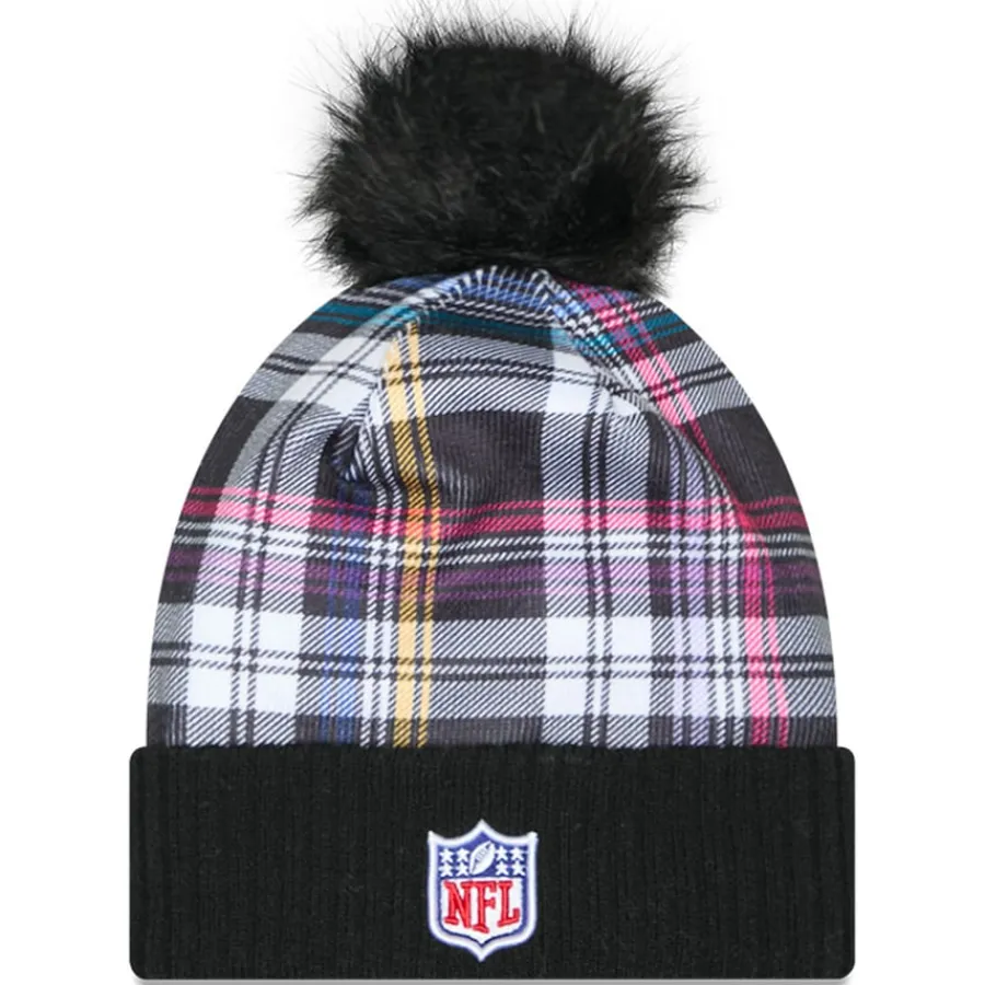 Women New York Jets Hats | Women^Women's New Era Black 2024 NFL Crucial Catch Cuffed Knit Hat With Pom