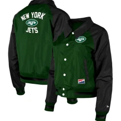 Women New York Jets Jackets^Women's New Era Green Coaches Raglan Full-Snap Jacket