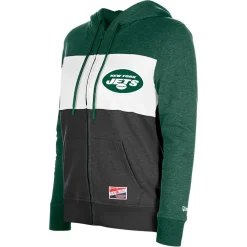 Women New York Jets Sweatshirts & Fleece | Women^Women's New Era Green Color-Block Full-Zip Hoodie