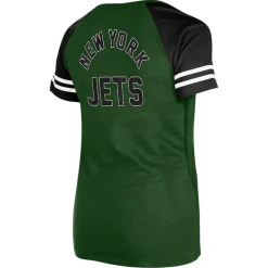 Women New York Jets T-Shirts | Women^Women's New Era Green Lace-Up Raglan T-Shirt