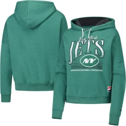 Women New York Jets Sweatshirts & Fleece | Women^Women's New Era Heather Green Boxy Pullover Hoodie