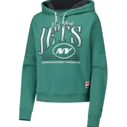Women New York Jets Sweatshirts & Fleece | Women^Women's New Era Heather Green Boxy Pullover Hoodie