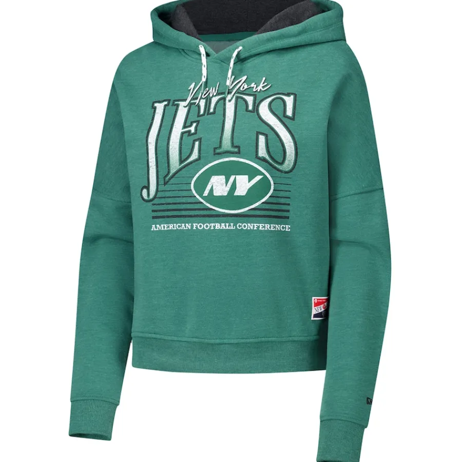 Women New York Jets Sweatshirts & Fleece | Women^Women's New Era Heather Green Boxy Pullover Hoodie