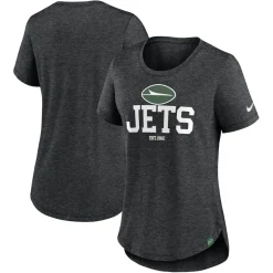 Women New York Jets T-Shirts | Women^Women's Nike Heather Black Fashion Tri-Blend T-Shirt