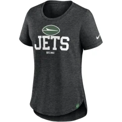 Women New York Jets T-Shirts | Women^Women's Nike Heather Black Fashion Tri-Blend T-Shirt