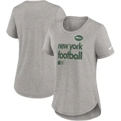 Women New York Jets T-Shirts | Women^Women's Nike Heather Gray Fashion Tri-Blend T-Shirt