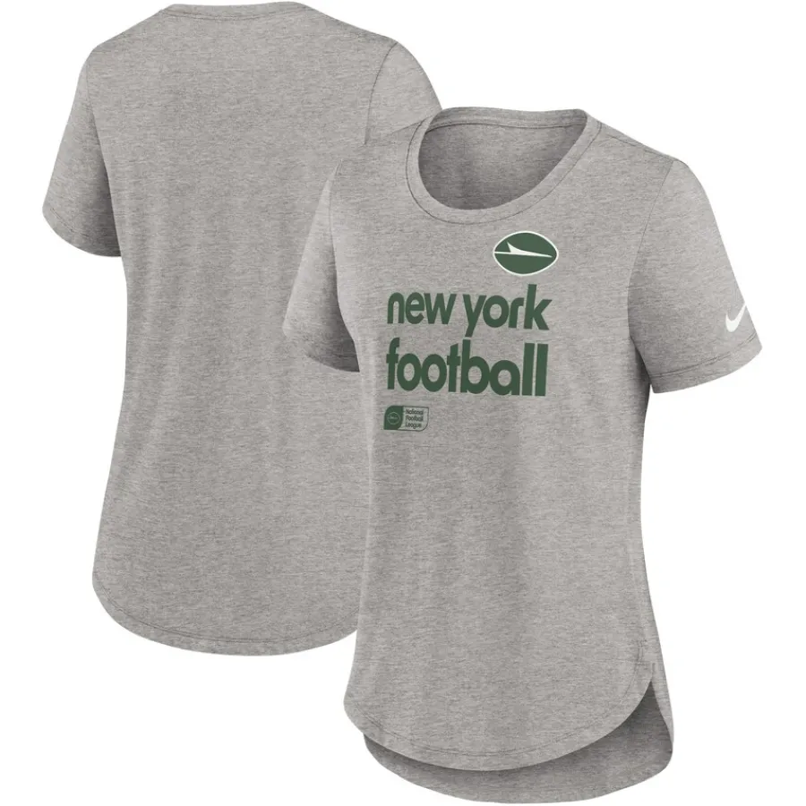 Women New York Jets T-Shirts | Women^Women's Nike Heather Gray Fashion Tri-Blend T-Shirt