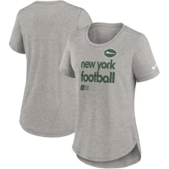 Women New York Jets T-Shirts | Women^Women's Nike Heather Gray Fashion Tri-Blend T-Shirt