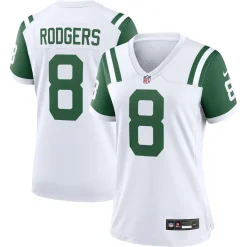 Women New York Jets Jerseys | Women^Women's Nike Aaron Rodgers White Classic Alternate Game Jersey