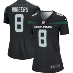 Women New York Jets Jerseys | Women^Women's Nike Aaron Rodgers Stealth Black Alternate Legend Player Performance Top