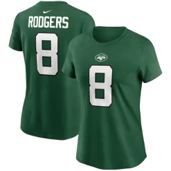 Women New York Jets T-Shirts | Women^Women's Nike Aaron Rodgers Green Player Name & Number T-Shirt