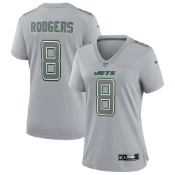 Women New York Jets Jerseys | Women^Women's Nike Aaron Rodgers Heather Gray Atmosphere Fashion Game Jersey