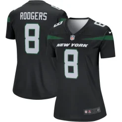 Women New York Jets Jerseys | Women^Women's Nike Aaron Rodgers Stealth Black Alternate Legend Player Performance Top