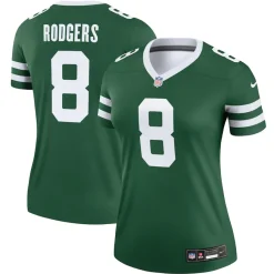 Women New York Jets Jerseys | Women^Women's Nike Aaron Rodgers Legacy Green Legend Player Performance Top