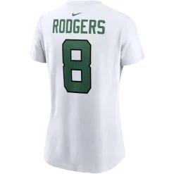 Women New York Jets T-Shirts | Women^Women's Nike Aaron Rodgers White Player Name & Number T-Shirt