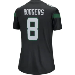 Women New York Jets Jerseys | Women^Women's Nike Aaron Rodgers Stealth Black Alternate Legend Player Performance Top