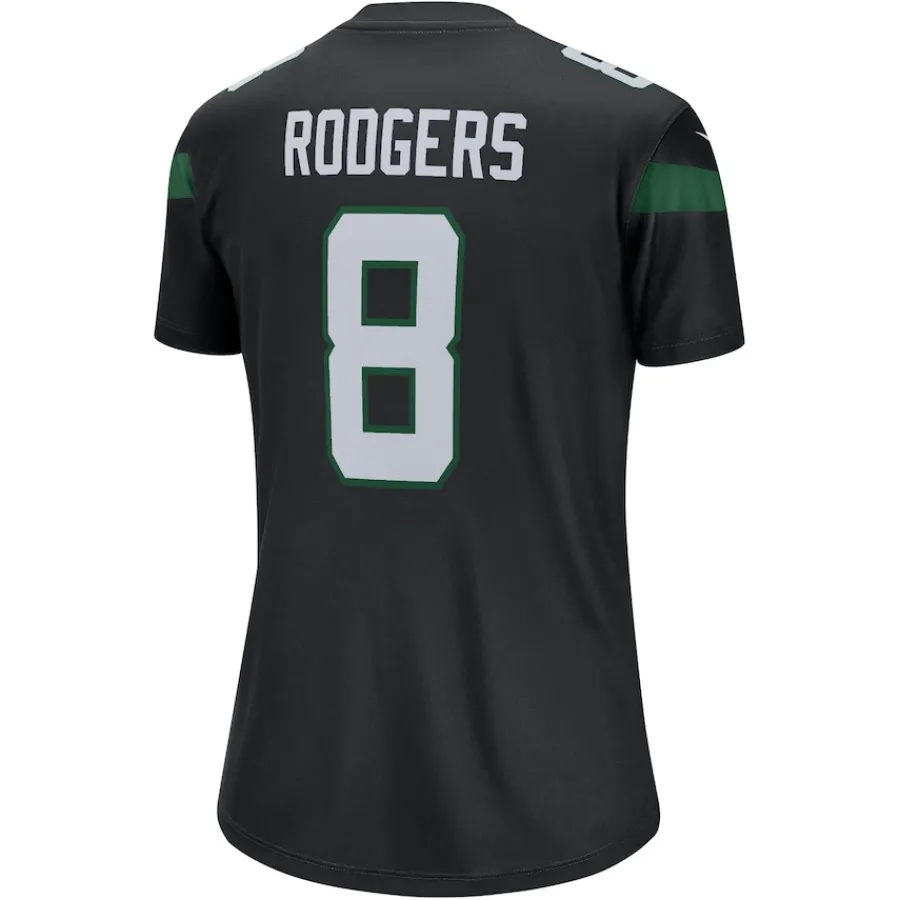 Women New York Jets Jerseys | Women^Women's Nike Aaron Rodgers Stealth Black Alternate Legend Player Performance Top