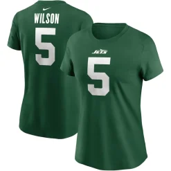 Women New York Jets T-Shirts | Women^Women's Nike Garrett Wilson Legacy Green Name & Number T-Shirt