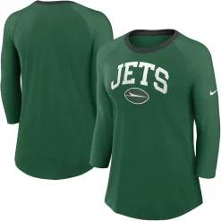 Women New York Jets T-Shirts | Women^Women's Nike Green Raglan 3/4 Sleeve T-Shirt
