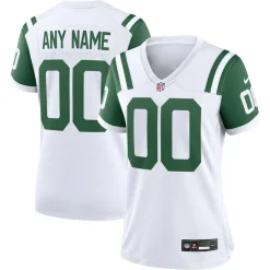 Women New York Jets Jerseys | Women^Women's Nike White Classic Alternate Custom Replica Jersey